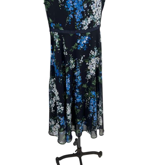 Hobbs London Brea Dress Floral Print Sleeveless Navy Blue Size US 12 - Picture 11 of 14